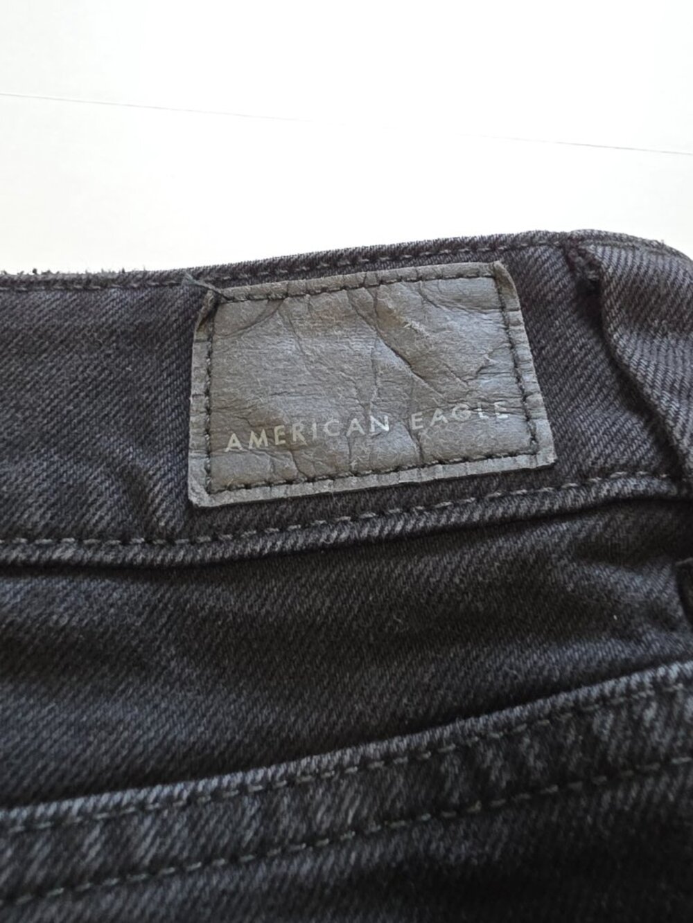 American Eagle Black Denim Raw Hem Micro Mini Skirt Size 8 - Picture 6 of 10